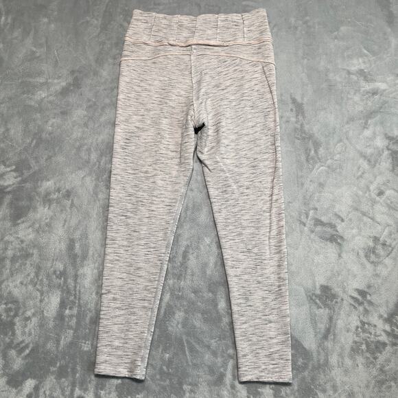 Free People Movement Hybrid Leggings Medium Grey Pink Spacedye Raw Hem Soft Cozy - Picture 2 of 11